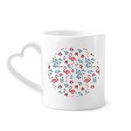 Dıythinker 340 ml Flamingo Desenli Tropikal Bitkiler Kahve Kupası