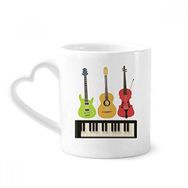 Dıythinker 340 ml Gitar Keman Piyano Kombinasyonu Desenli Kahve Kupası