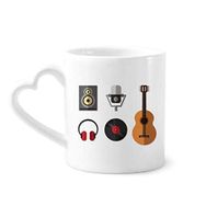 Dıythinker 340 ml Gitar Kulaklığı CD Mikrofon Müzik Desenli Kahve Kupası