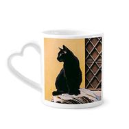 Dıythinker 340 ml Hayvan Havalı Siyah Kedi Fotoğrafı Kahve Kupası