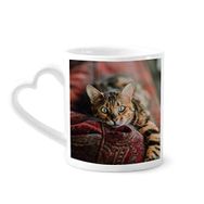 Dıythinker 340 ml Hayvan Yeşil Gözlü Kedi Fotoğrafı Kahve Kupası