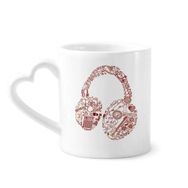 Dıythinker 340 ml İllüstrasyon Müzik Kulaklık Desenli Seramik Kalp Saplı Kupa