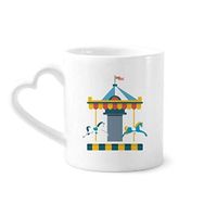 Dıythinker 340 ml İnanılmaz Komik Park Carousel İllüstrasyon Seramik Kalp Saplı Kupa