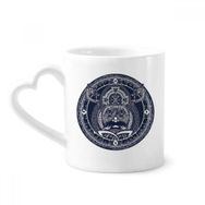 Dıythinker 340 ml İnsanlar Pusula Daire Sanat Desenli Seramik Kalp Saplı Kupa