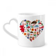 Dıythinker 340 ml İspanyol Kalp Bullfight Flamingo Bayrağı Seramik Kalp Saplı Kupa