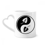 Dıythinker 340 ml Kalp Saplı Budizm Budist Siyah Beyaz Yin-yang Kahve Çömlekçilik Seramik Kupa