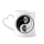 Dıythinker 340 ml Kalp Saplı Budizm Budist Yin-yang Çiçek Kahve Çömlekçilik Seramik Kupa