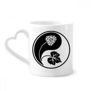 Dıythinker 340 ml Kalp Saplı Budizm Din Yin-yang Çiçek Desenli Kahve Çömlekçilik Seramik Kupa