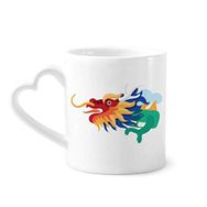 Dıythinker 340 ml Kalp Saplı Çin Ejderhası Geleneksel Kültür Sanat Desenli Kahve Kupaları Seramik Kupa