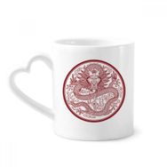 Dıythinker 340 ml Kalp Saplı Çin Ejderhası Hayvan Daire Portre Kahve Kupaları Seramik Kupa