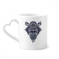 Dıythinker 340 ml Kalp Saplı Çin Ejderhası İnsanlar Kafa Sanatı Desenli Kahve Kupaları Seramik Kupa
