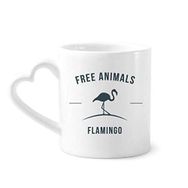 Dıythinker 340 ml Kalp Saplı Çizgi Film Flamingo Hayvan Mavi Silüet Kahve Kupaları Seramik Kupa