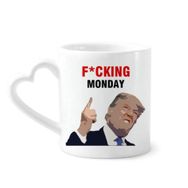 Dıythinker 340 ml Kalp Saplı Gülünç Amerikan Başkanı Trump Resim Kahve Kupaları Seramik Kupa