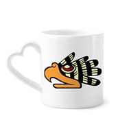 Dıythinker 340 ml Kalp Saplı Hint Soyut Sanat Çizim Kartal Kafası Kahve Seramik Kupa
