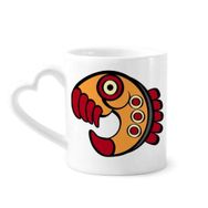 Dıythinker 340 ml Kalp Saplı Hint Soyut Sanat Çizimi Piranha Amazon Kahve Seramik Kupa