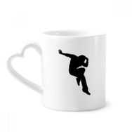 Dıythinker 340 ml Kalp Saplı Hip Pop Atlama Performans Dansçı Kahve Seramik Kupa