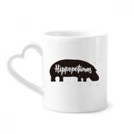 Dıythinker 340 ml Kalp Saplı Hipopotamus Siyah ve Beyaz Hayvan Kahve Seramik Kupa