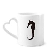 Dıythinker 340 ml Kalp Saplı Hippocampus Deniz Yaşamı Siyah Silüet Kahve Seramik Kupa