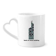Dıythinker 340 ml Kalp Saplı Hong Kong Çin Bank Of China Kahve Seramik Kupa