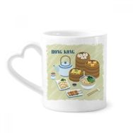 Dıythinker 340 ml Kalp Saplı Hong Kong Tarzı Çin Dim Sum Kahve Seramik Kupa