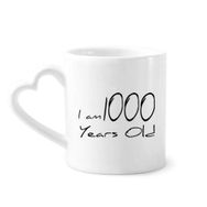 Dıythinker 340 ml Kalp Saplı I Am 1000 Years Old Yaş Uzun Ömürlü Kahve Seramik Kupa
