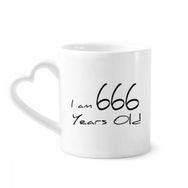 Dıythinker 340 ml Kalp Saplı I Am 666 Yaş Yaş Yaşlı Kahve Seramik Kupa