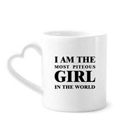 Dıythinker 340 ml Kalp Saplı I Am The Piteous Girl Kahve Çömlekçilik Seramik Kupa