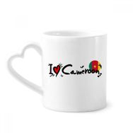 Dıythinker 340 ml Kalp Saplı I Love Cameroon Kelime Bayrağı Aşk Kalp İllüstrasyon Kahve Seramik Kupa