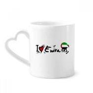 Dıythinker 340 ml Kalp Saplı I Love Emirates Kelime Bayrağı Aşk Kalp İllüstrasyon Kahve Seramik Kupa