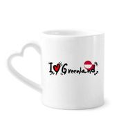 Dıythinker 340 ml Kalp Saplı I Love Greenland Kelime Bayrağı Aşk Kalp İllüstrasyon Kahve Seramik Kupa