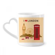 Dıythinker 340 ml Kalp Saplı I Love London UK Posta Ofis Bayrağı Marka Kahve Seramik Kupa