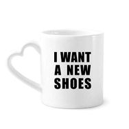 Dıythinker 340 ml Kalp Saplı I Want A New Shoes Kahve Çömlekçilik Seramik Kupa