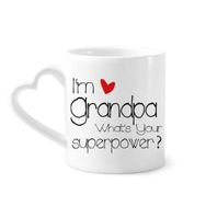 Dıythinker 340 ml Kalp Saplı I'm A Grandpa What's Your Superpower= Kahve Seramik Kupa