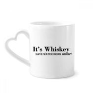 Dıythinker 340 ml Kalp Saplı It's Whiskey Save Water Drink Whiskey Kahve Seramik Kupa