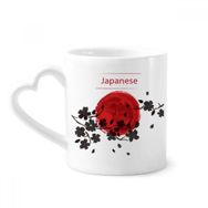 Dıythinker 340 ml Kalp Saplı Japon Dalı Sakura Fırça Boyama Kahve Çömlekçilik Seramik Kupa
