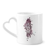 Dıythinker 340 ml Kalp Saplı Japonya Ninja Samurai Kılıç Sakura Sanat Kahve Seramik Kupa
