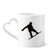 Dıythinker 340 ml Kalp Saplı Jumping Skateboarding Spor Siyah Silüet Kahve Seramik Kupa