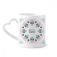 Dıythinker 340 ml Kalp Saplı Kafatası Gül Happy The Day Of The Dead Kahve Seramik Kupa