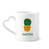 Dıythinker 340 ml Kalp Saplı Kaktüs Yeşil Saksı Bitki Succulents Kahve Seramik Kupa