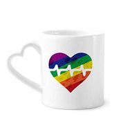 Dıythinker 340 ml Kalp Saplı Kalp Elektron Lgbt Gökkuşağı Kahve Seramik Kupa