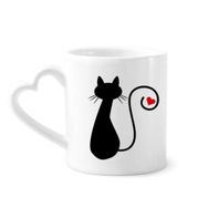 Dıythinker 340 ml Kalp Saplı Kalp Kedi Oturur Sihouette Hayvan Kahve Seramik Kupa