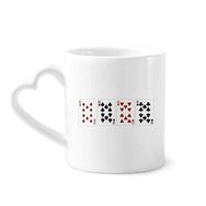 Dıythinker 340 ml Kalp Saplı Kalp Kürek Elmas Kulüp 10 Desenli Kahve Seramik Kupa