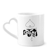 Dıythinker 340 ml Kalp Saplı Kalp Oyun Kartları Kumar Aletleri Desenli Kahve Seramik Kupa
