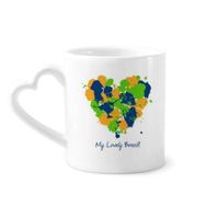 Dıythinker 340 ml Kalp Saplı Kalp Şekilli My Lovely Brazil Brezilya Kahve Seramik Kupa