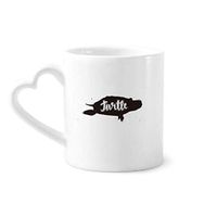 Dıythinker 340 ml Kalp Saplı Kaplumbağa Siyah ve Beyaz Hayvan Kahve Seramik Kupa