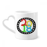 Dıythinker 340 ml Kalp Saplı Kar Tanesi 2018 Happy New Year Kahve Seramik Kupa