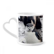Dıythinker 340 ml Kalp Saplı Karasal Organizma Yabani Hayvan Penguen Kahve Seramik Kupa