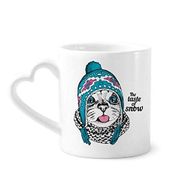 Dıythinker 340 ml Kalp Saplı Kedi Kafası Kar Kedi'nin Tatı Hayvan Evcil Hayvan Kahve Seramik Kupa