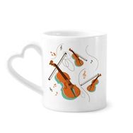 Dıythinker 340 ml Kalp Saplı Keman Müzik Enstrümanları Desenli Kahve Seramik Kupa