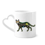 Dıythinker 340 ml Kalp Saplı Kemik Kalp Siyah Kedi Cadılar Bayramı Korku Kahve Seramik Kupa